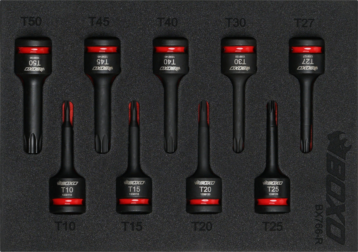 BOXO 9Pc 3/8" Impact Torx Bit Socket Set In EVA Foam