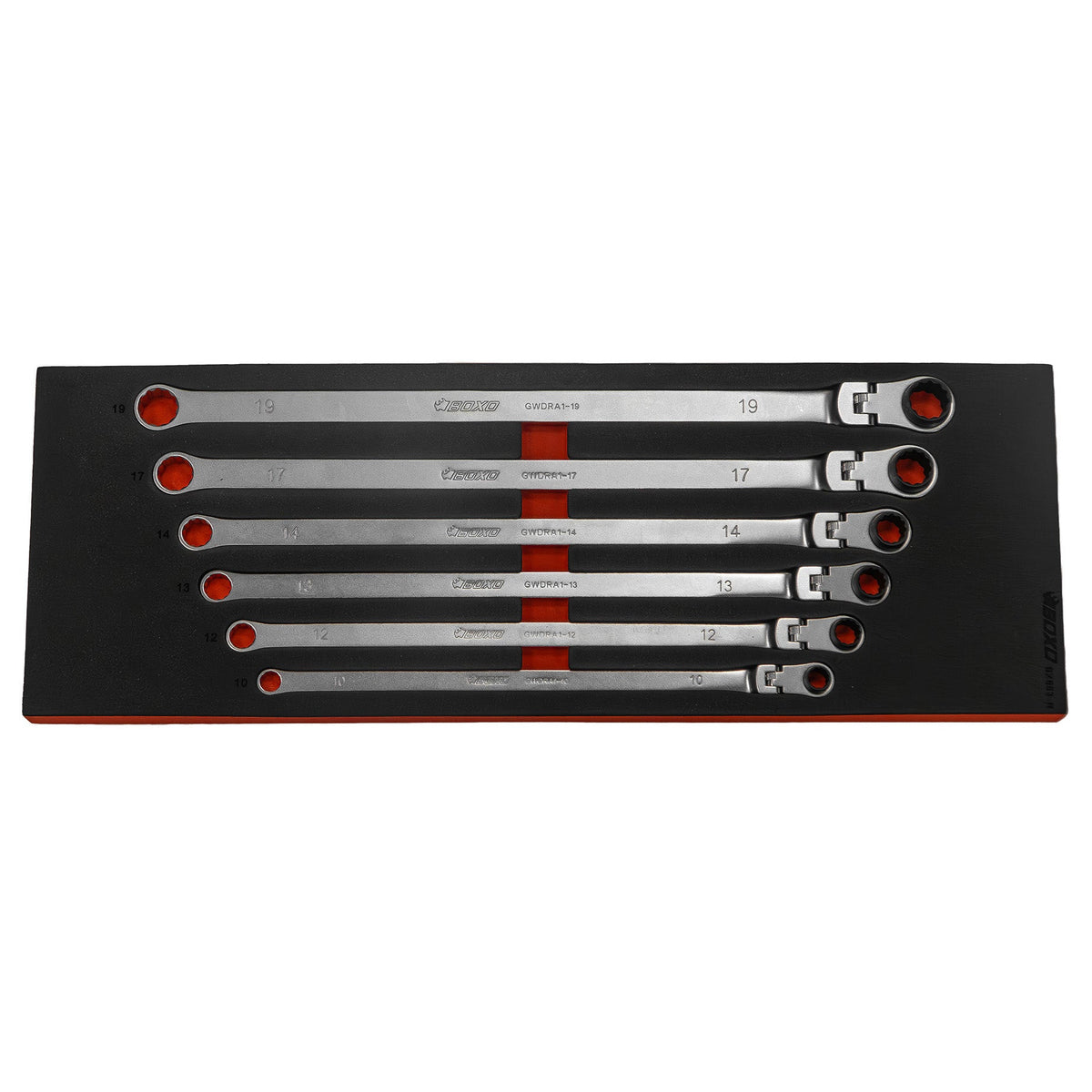 BOXO 6Pc Double Offset Extra Long Flex-Head Reversible Spanner Set