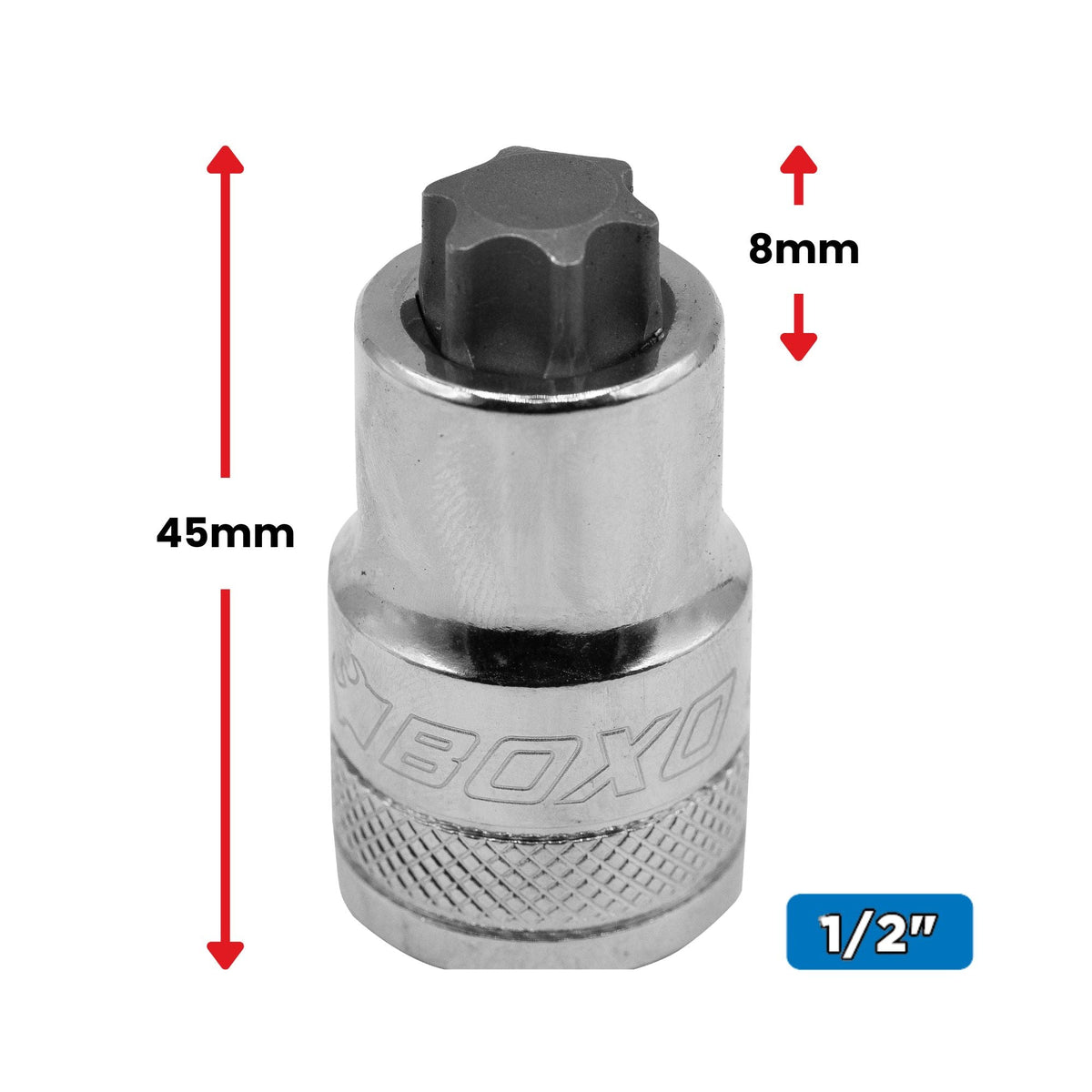 BOXO 6Pc 1/2" Torx Super Stubby Bit Socket Set