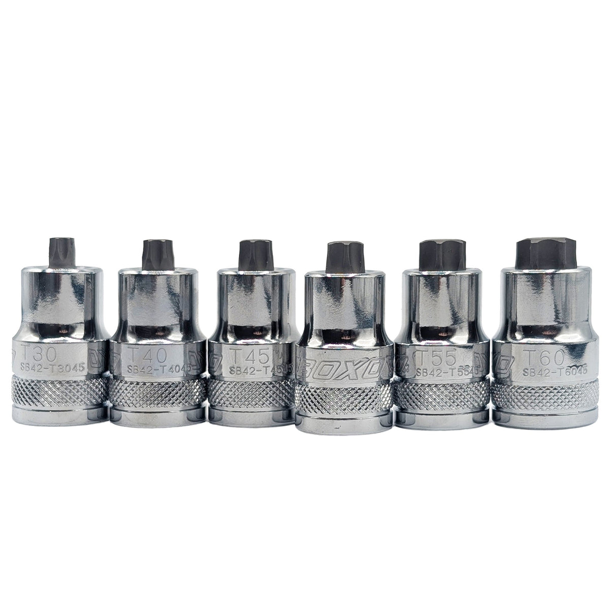 BOXO 6Pc 1/2" Torx Super Stubby Bit Socket Set