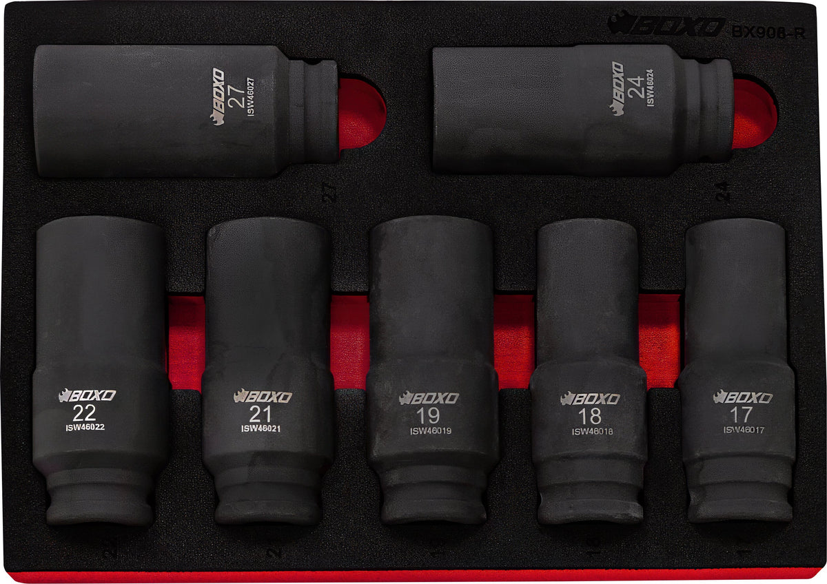 BOXO 7Pc 1/2" Weighted Impact Socket Set