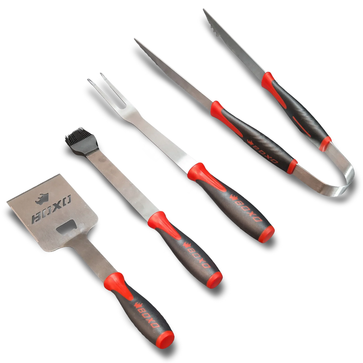 BOXO 4Pc Premium Stainless Steel BBQ Tool Set