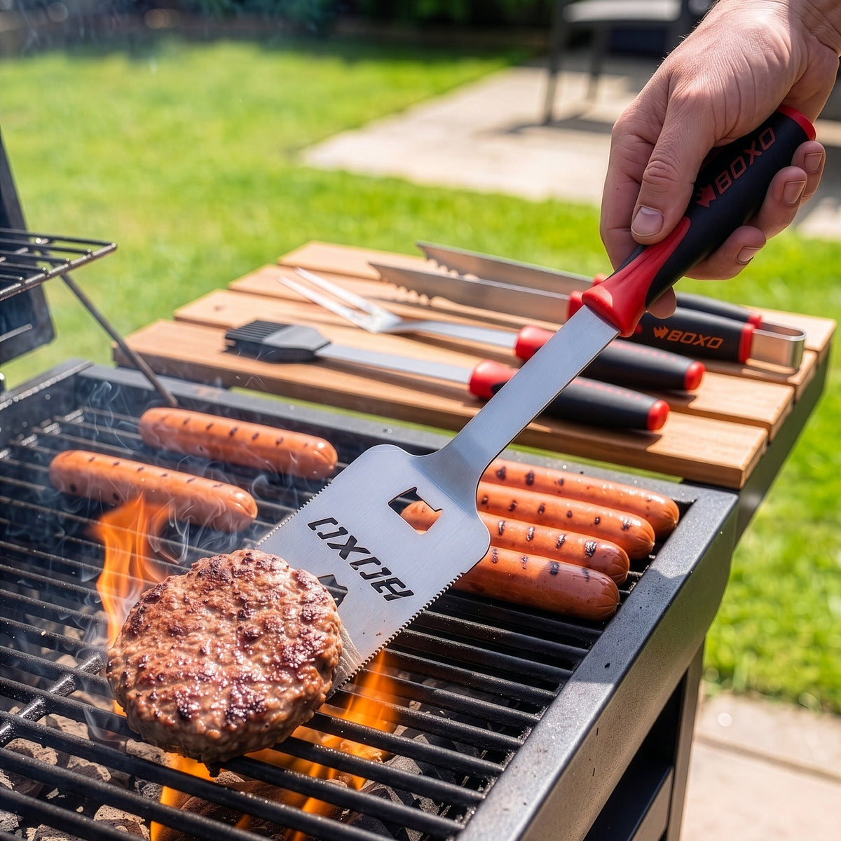 BOXO 4Pc Premium Stainless Steel BBQ Tool Set