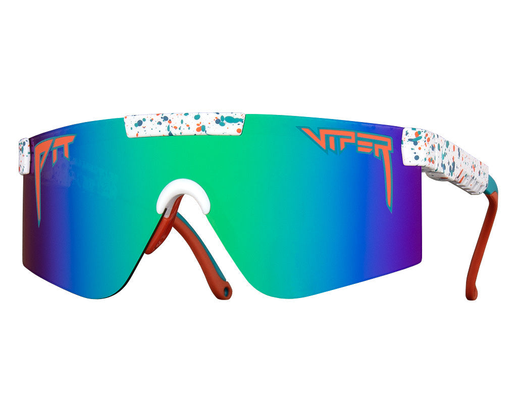 The Blowhole Polarized 2000s sunglasses with reflective lenses on white background