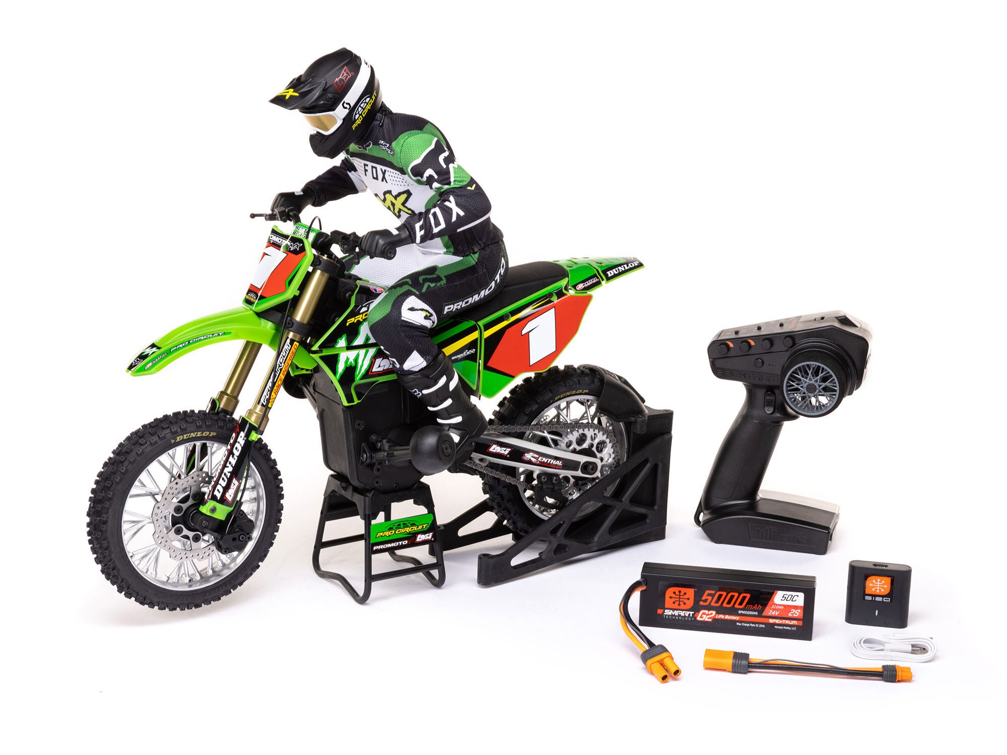 1/4 scale Promoto-MX Motorcycle RTR model with battery and charger included, detailed design