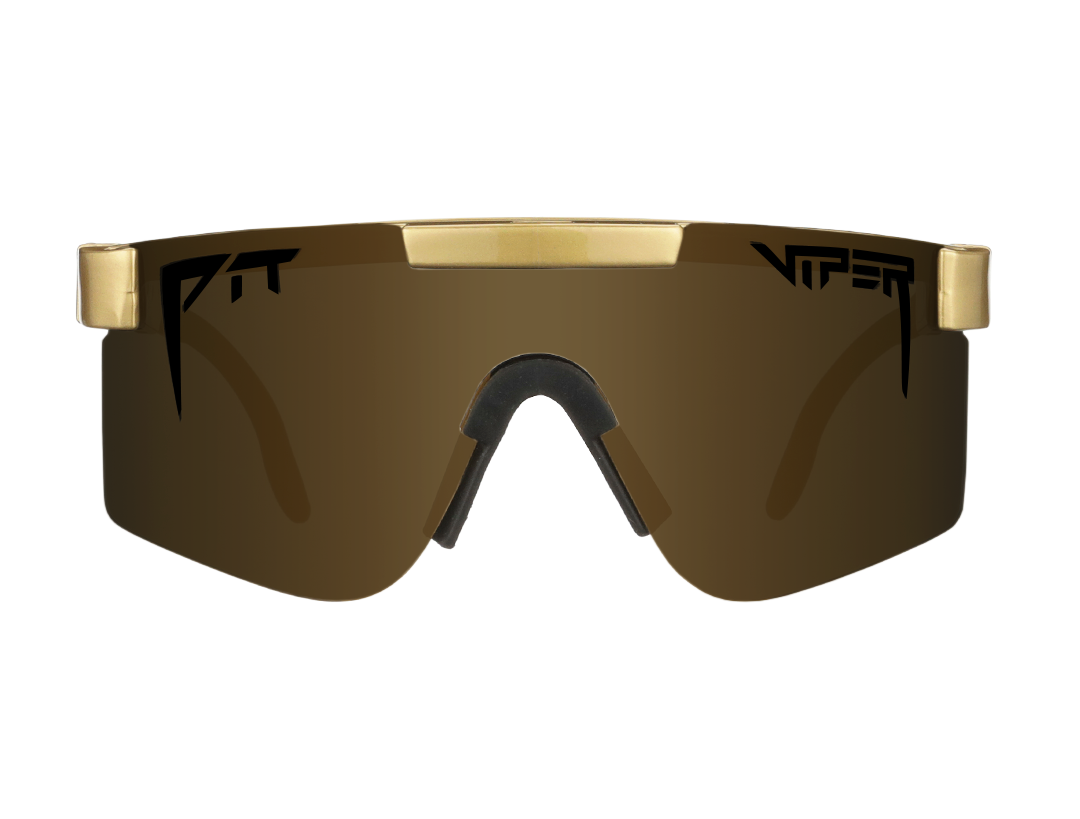 Gold Standard Polarized Sunglasses with Reflective Lenses on White Background
