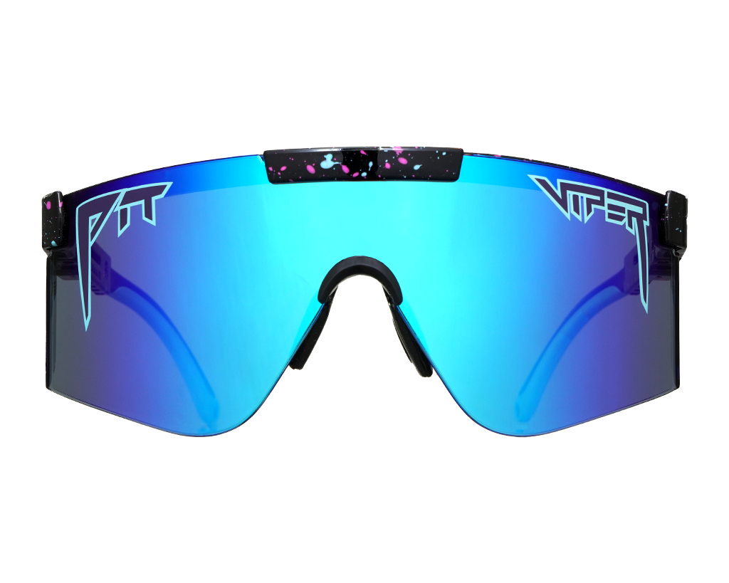 Black stylish sunglasses with blue reflective lenses named The Hail Sagan 2000s
