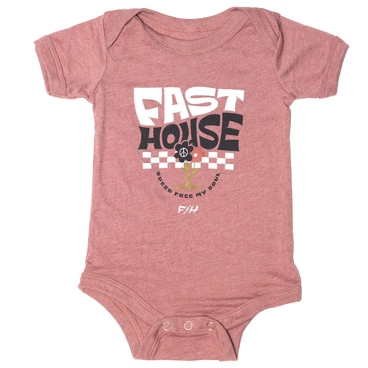 Flourish Infant Onesie in soft cotton, short sleeves, and cute floral design for babies