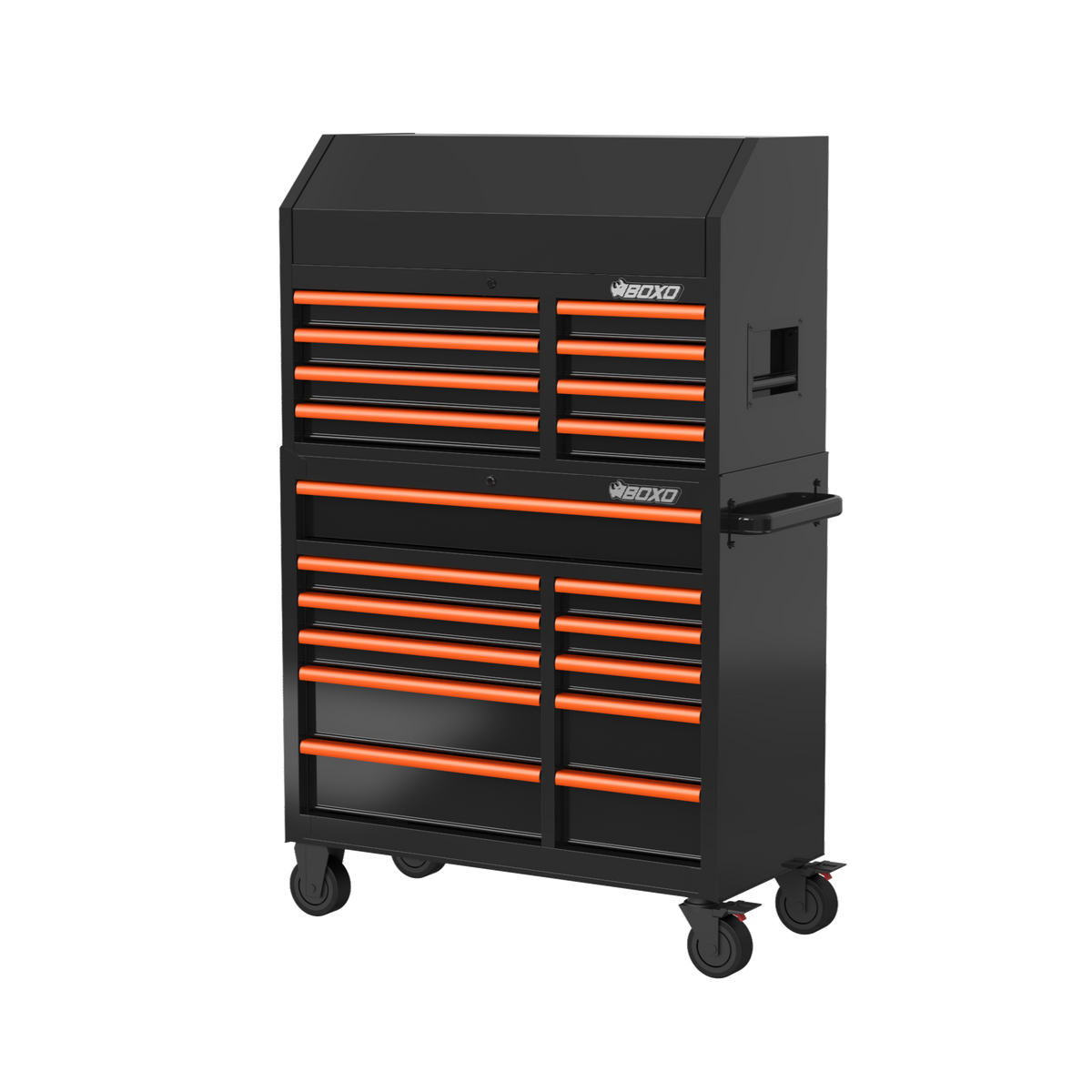 BOXO 41" 19 Drawer Toolbox Stack with Drawer Trim Pack - Black Body with Coloured Trim Pack