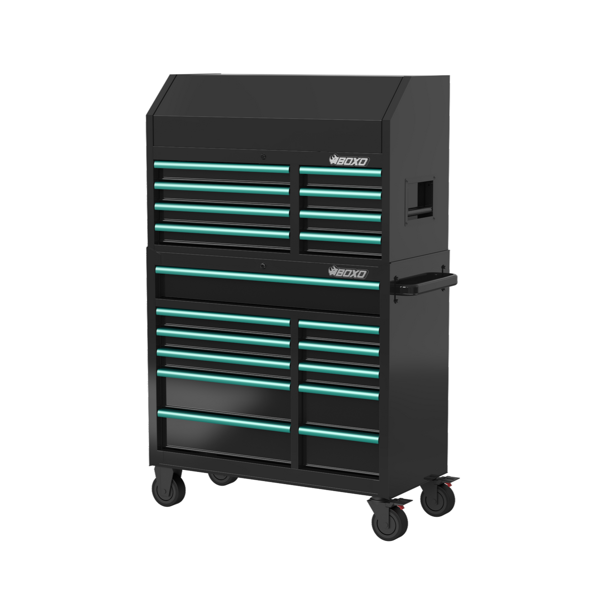 BOXO 41" 19 Drawer Toolbox Stack with Drawer Trim Pack - Black Body with Coloured Trim Pack