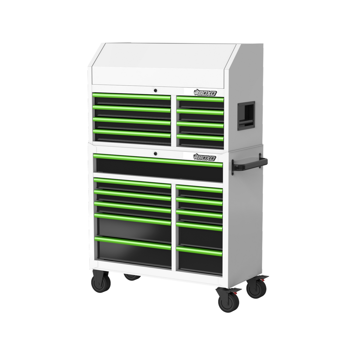 BOXO 41" 19 Drawer Toolbox Stack with FREE Master Spanner Set, Master Plier Set & Wall Clock
