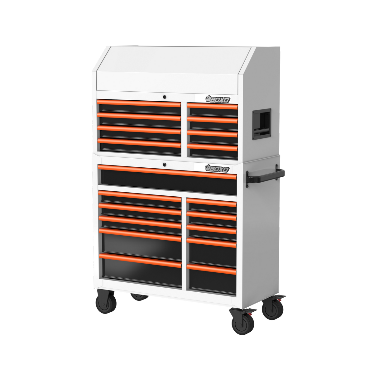 BOXO 41" 19 Drawer Toolbox Stack with FREE Master Spanner Set, Master Plier Set & Wall Clock