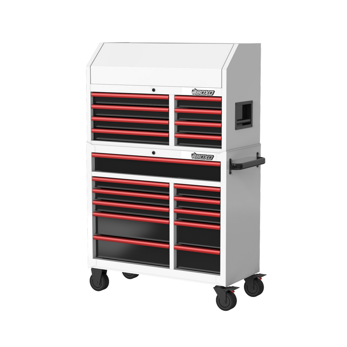BOXO 41" 19 Drawer Toolbox Stack with FREE Master Spanner Set, Master Plier Set & Wall Clock