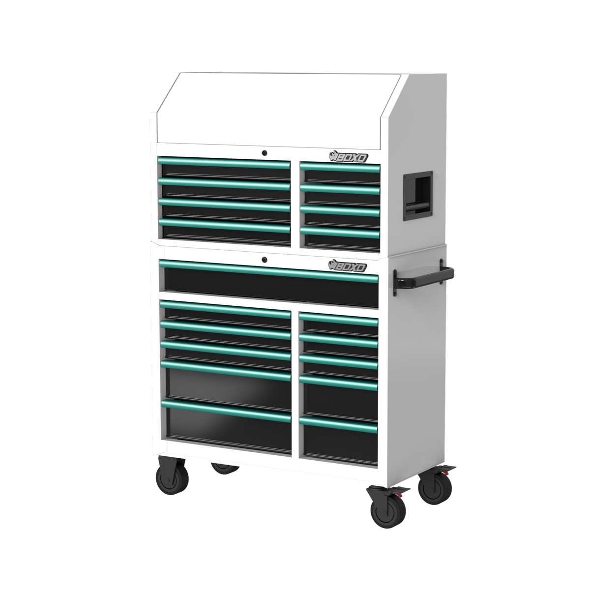 BOXO 41" 19 Drawer Toolbox Stack with FREE Master Spanner Set, Master Plier Set & Wall Clock