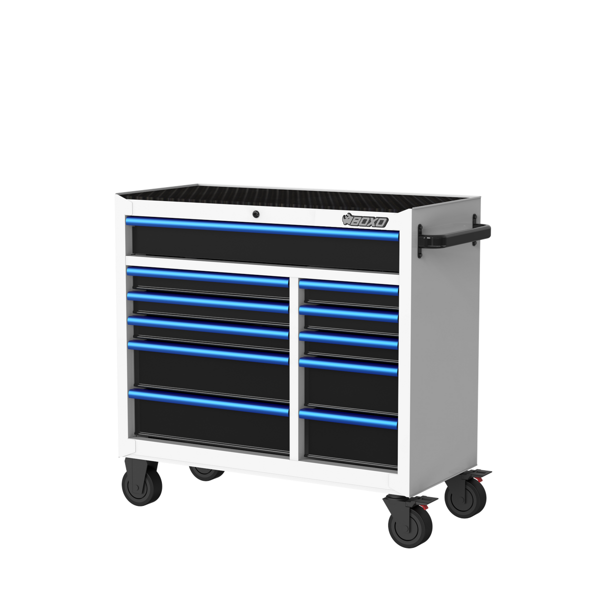 BOXO 41" 11 Drawer Roll Cabinet with Drawer Trim Pack - White Body with Coloured Trim Pack
