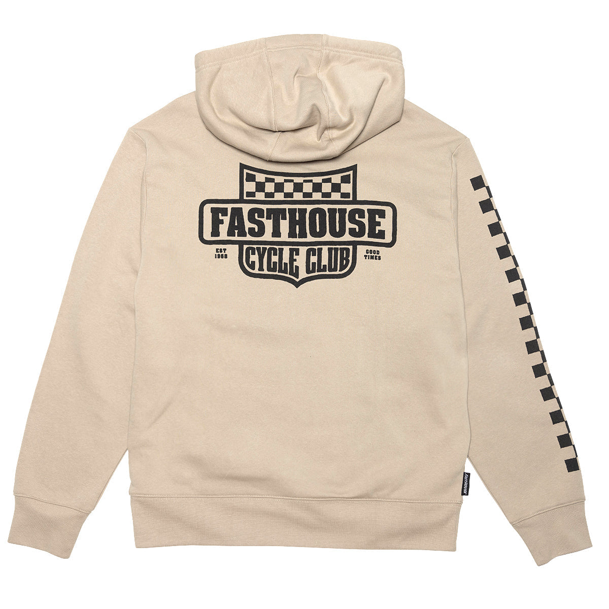 Krest Hooded Pullover in Sand color displayed on mannequin