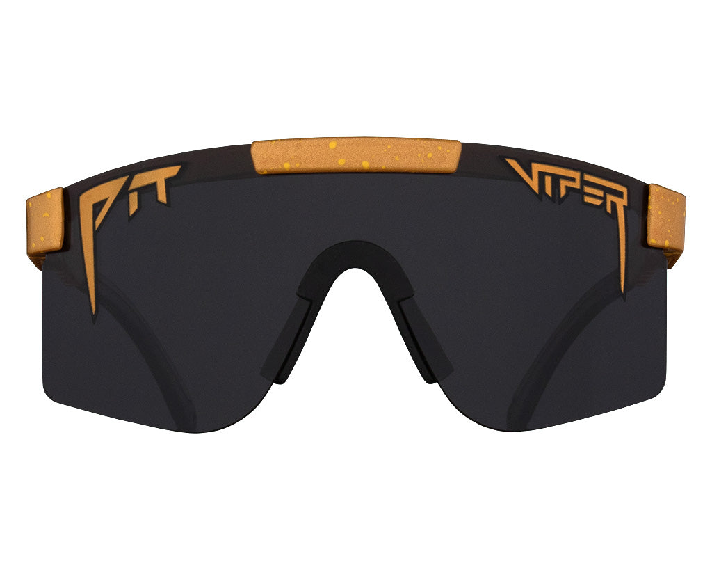 Stylish polarized sunglasses "The Kumquat" with orange lenses and sleek, black frame.