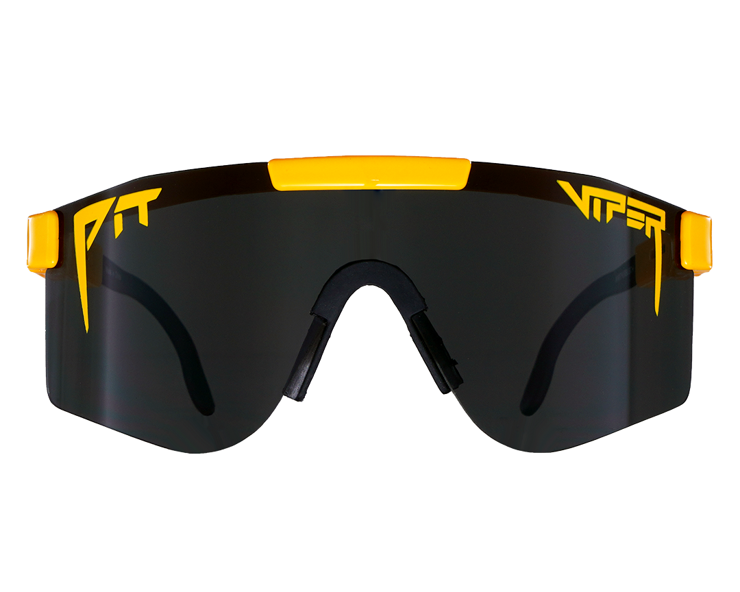 Larry Enticer Double Wide sunglasses with reflective lenses on a white background