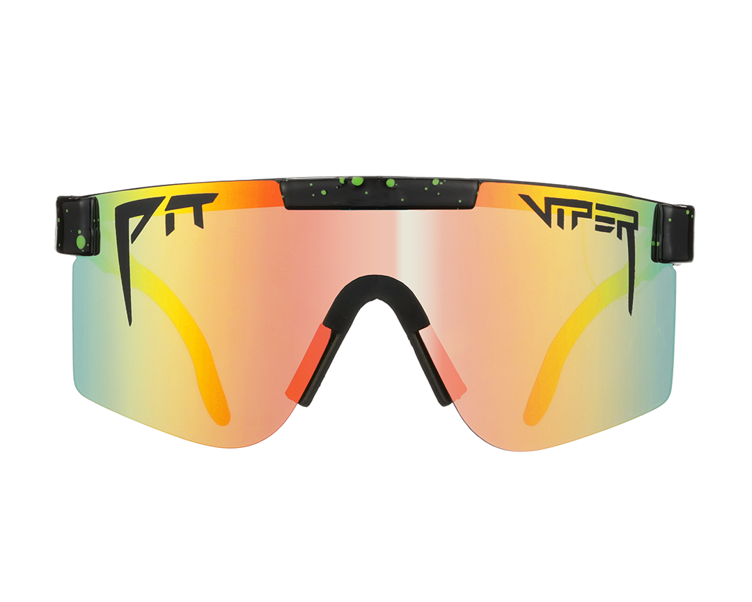 The Monster Bull Polarized sunglasses with reflective lenses on a white background