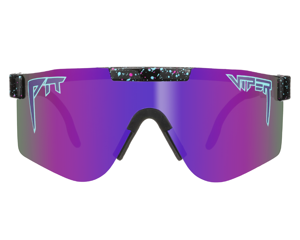 Polarized double wide sunglasses with dark lenses and black frame, ideal for night time use, displayed on white background.