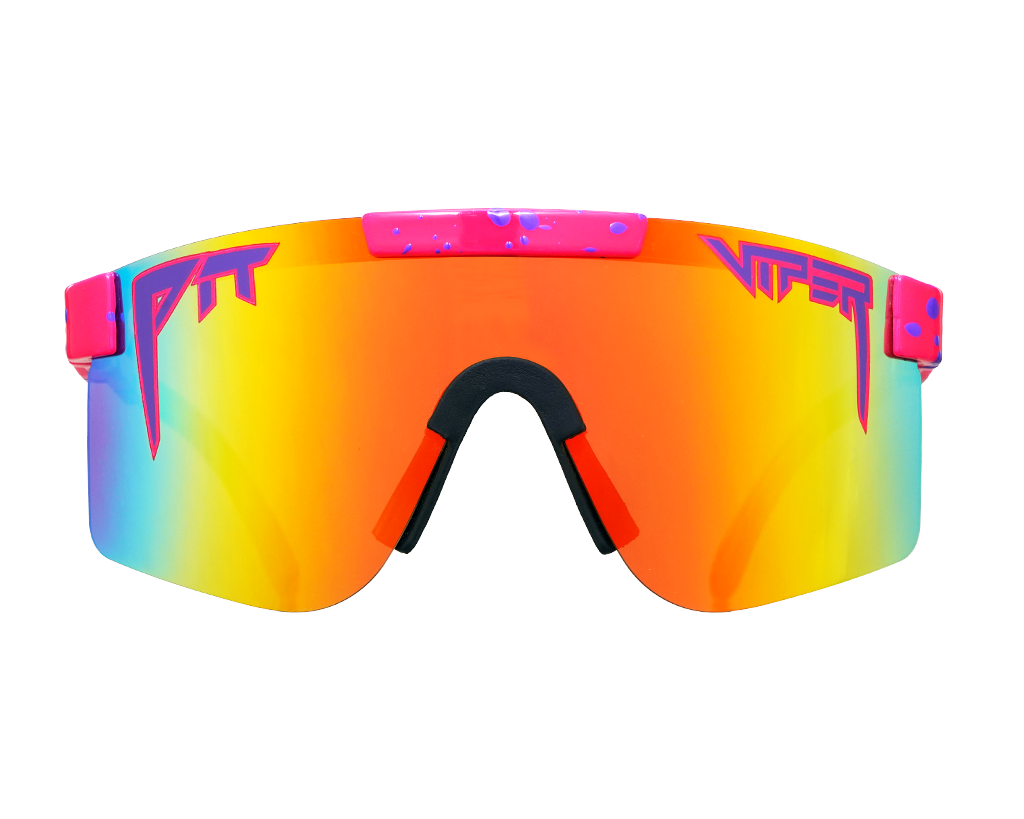Man wearing The Radical Polarized sunglasses with sleek black frame and reflective lenses outdoors