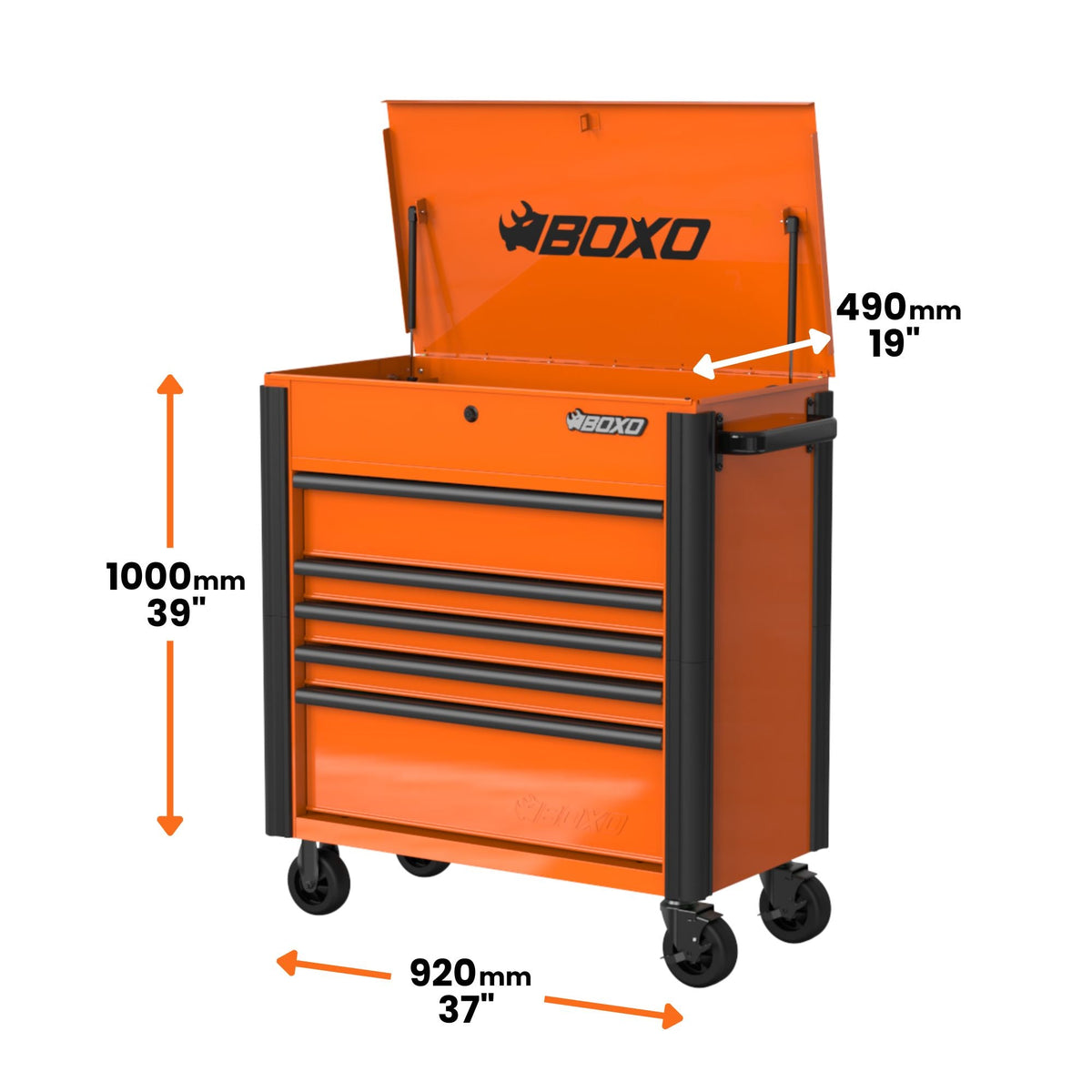 BOXO 37‚Äù 5 Drawer Service Cart (Limited Edition Orange)