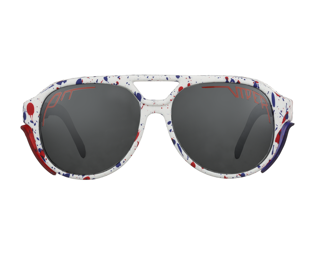 "The Uhhmerika Polarized sunglasses with reflective lenses and American flag frame design"