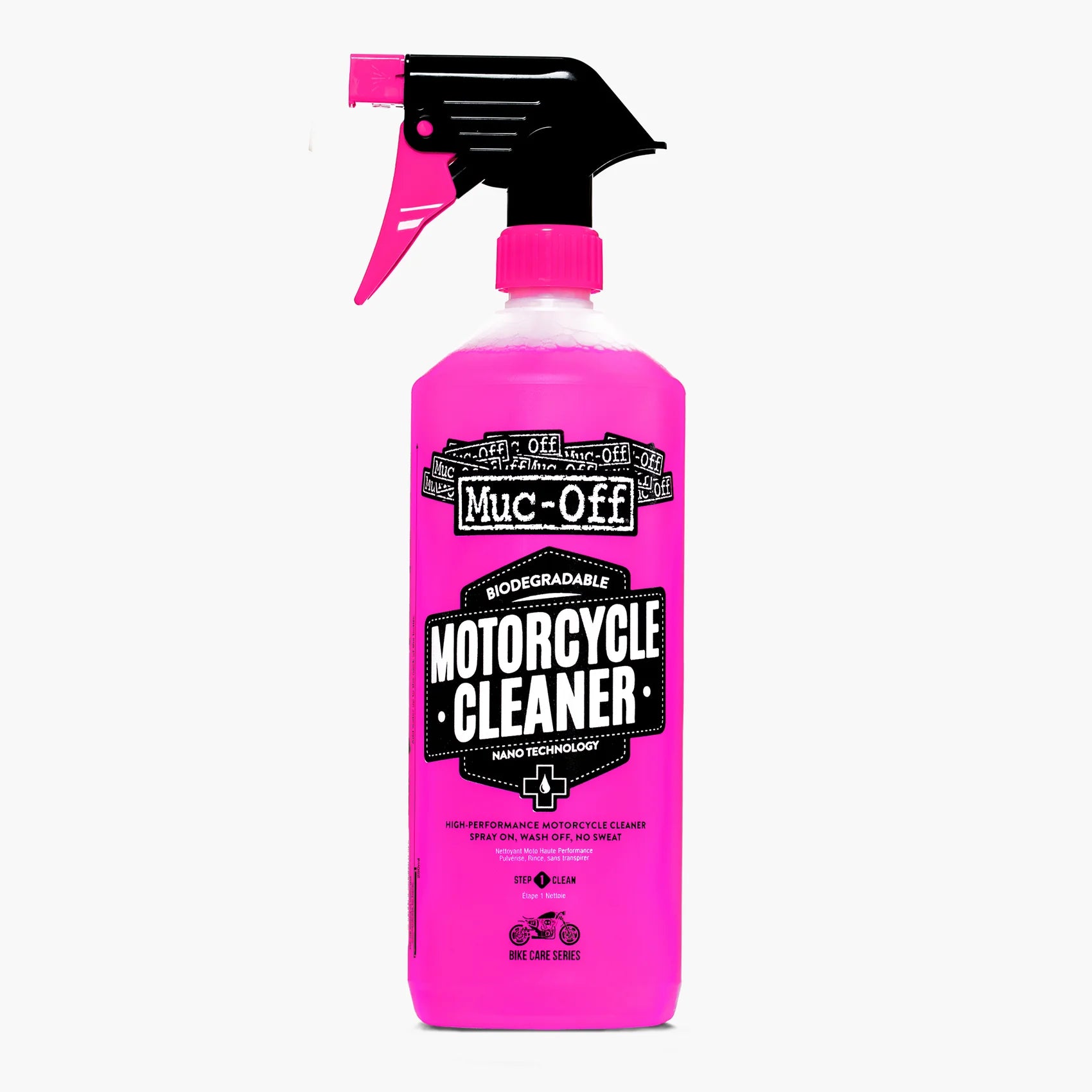 Muc-off Nano Tech Motorcycle Cleaner 1L bottle with logo
