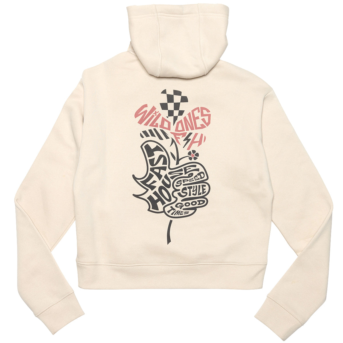 Women's hooded zip-up jacket with floral garden party design