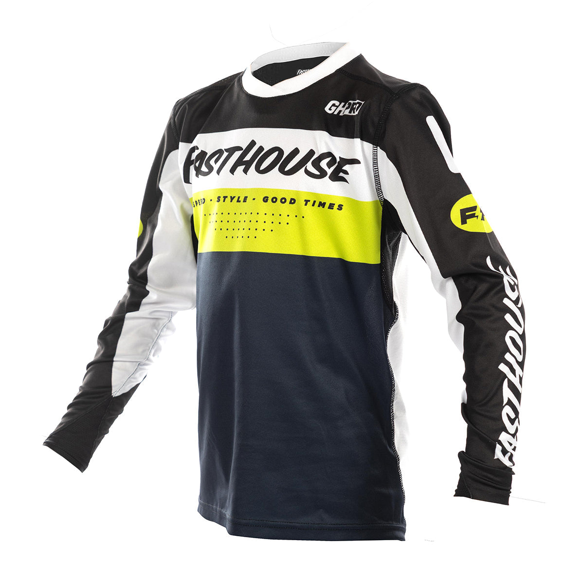 Youth Grindhouse Pro Daytona LS Jersey - Black/Flo Green Fasthouse FH Brand / No Collab Fasthousedev