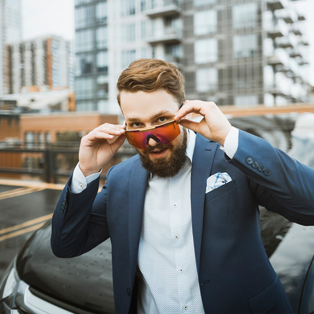 Wide / Sunset | Business man wearing The Money Counter Original from Pit Viper Sunglasses
