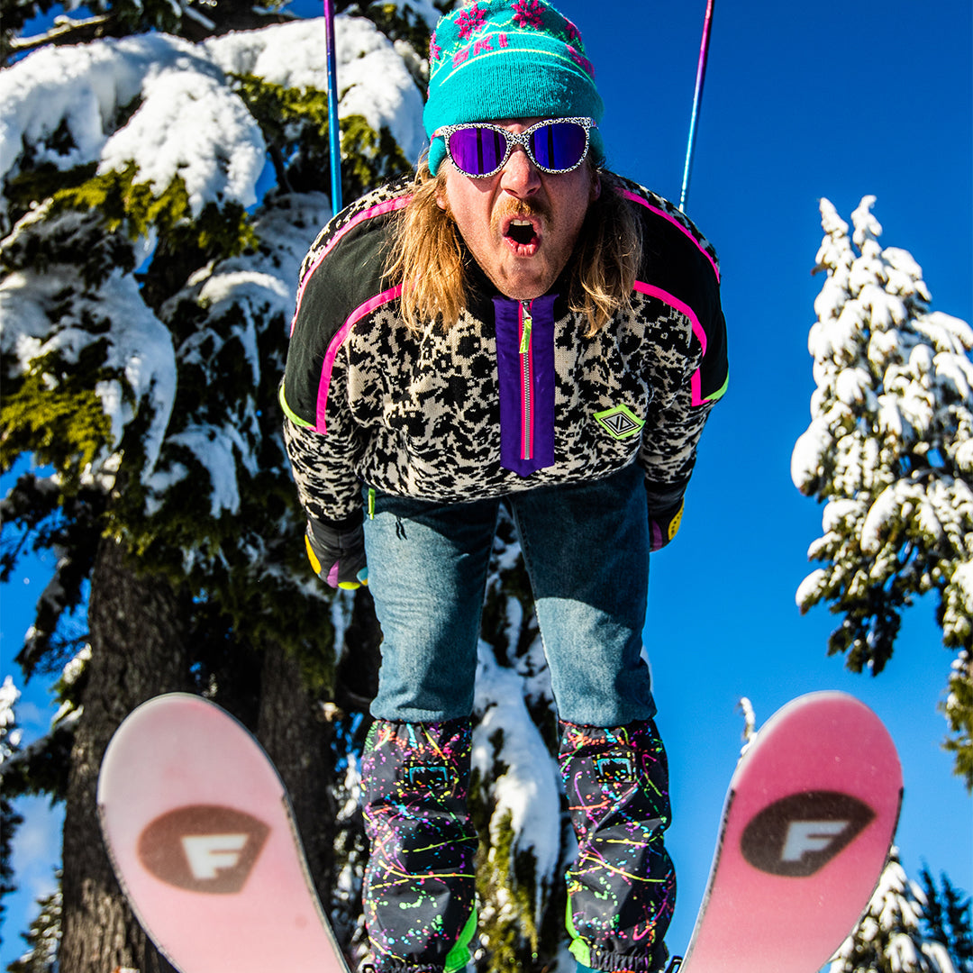 / Purple | Man skiing wearing Pit Viper Sunglasses