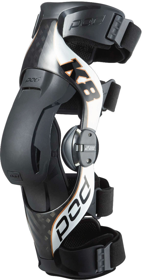 K8 Version 2 Knee Brace Pair showing front and side views, highlighting adjustable straps and padded support