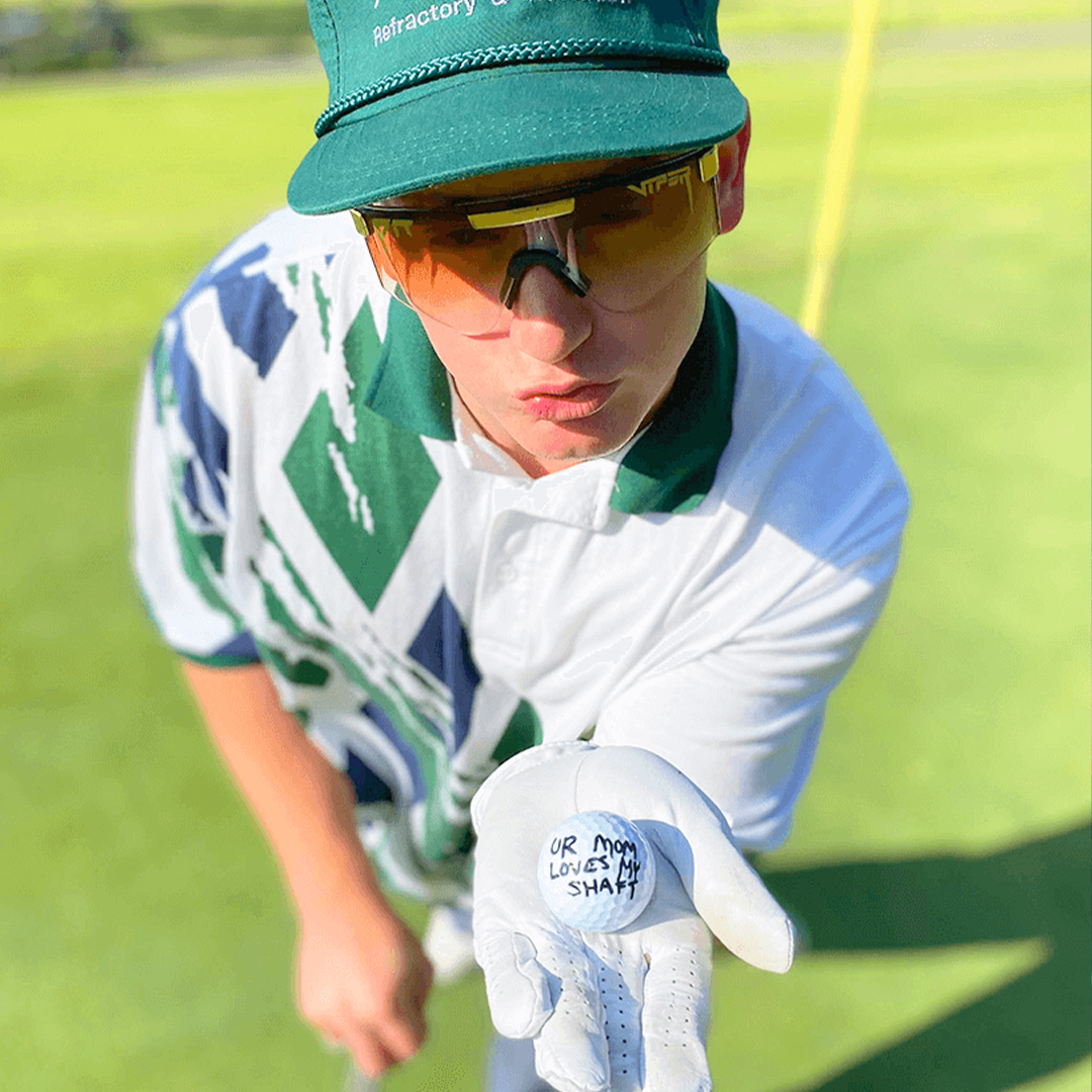 Wide / Brown Fade | Man wearing golf attire and The Money Counter Original from Pit Viper Sunglasses