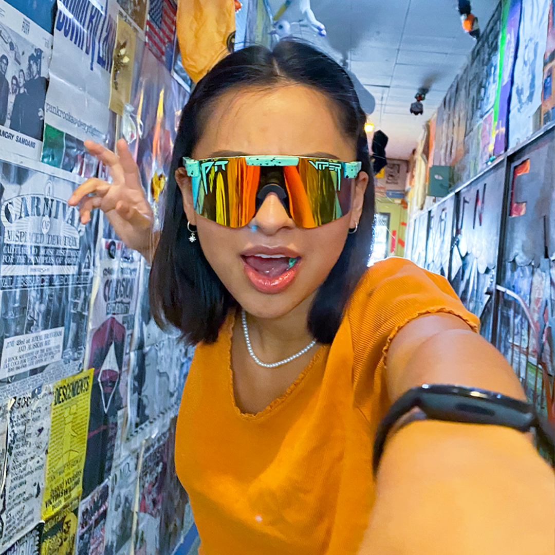 Narrow / Polarized Rainbow | Woman wearing  The Poseidon Original from Pit Viper Sunglasses