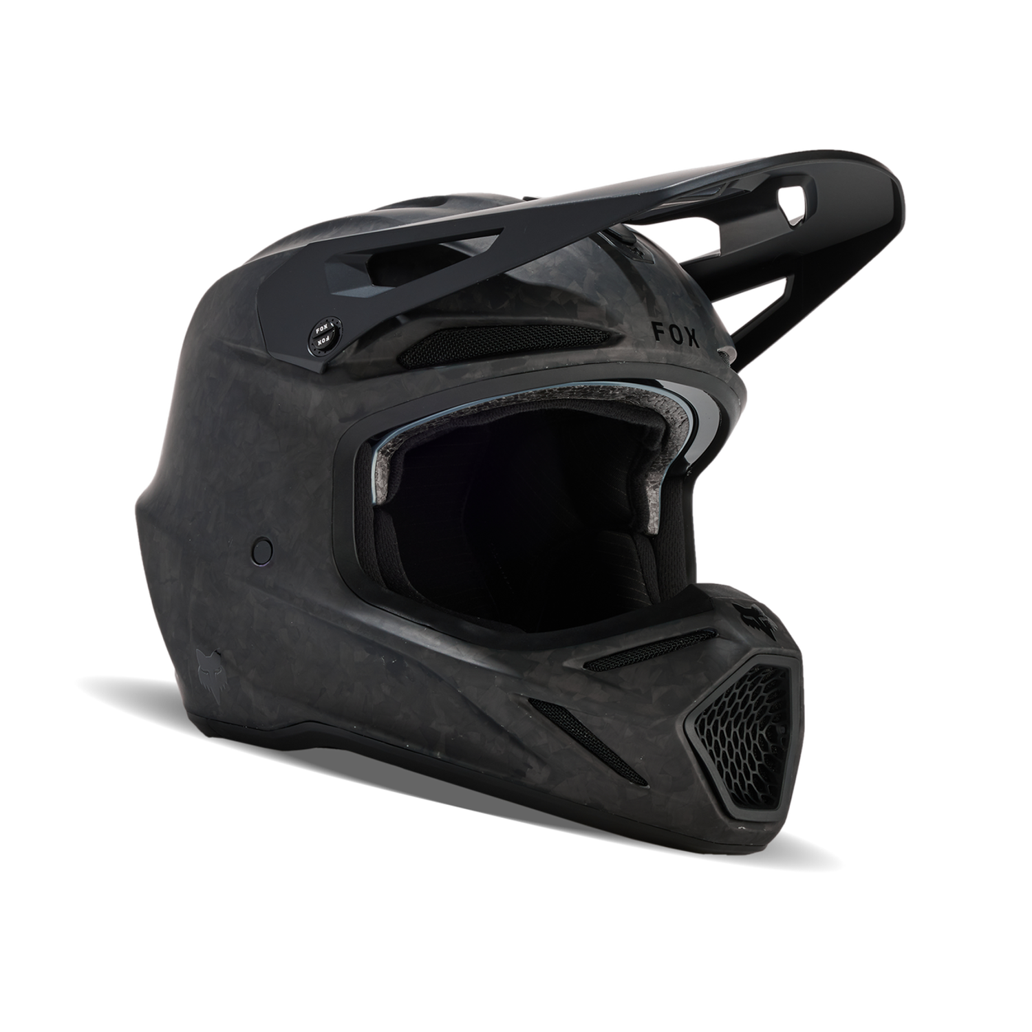 FOX V3 RS CARBON SOLID HELMET - MATTE BLACK