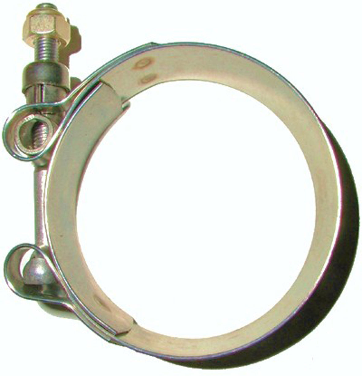 Stainless steel exhaust pipe clamp for 44 to 47mm pipes, side view