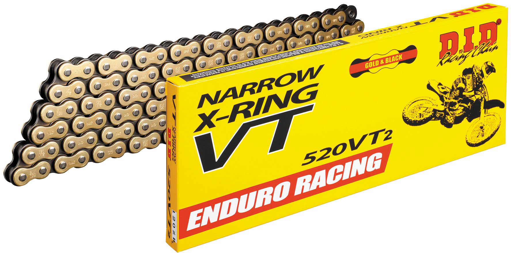 520 ERVT Gold and Black Motorcycle Chain, 120 Links