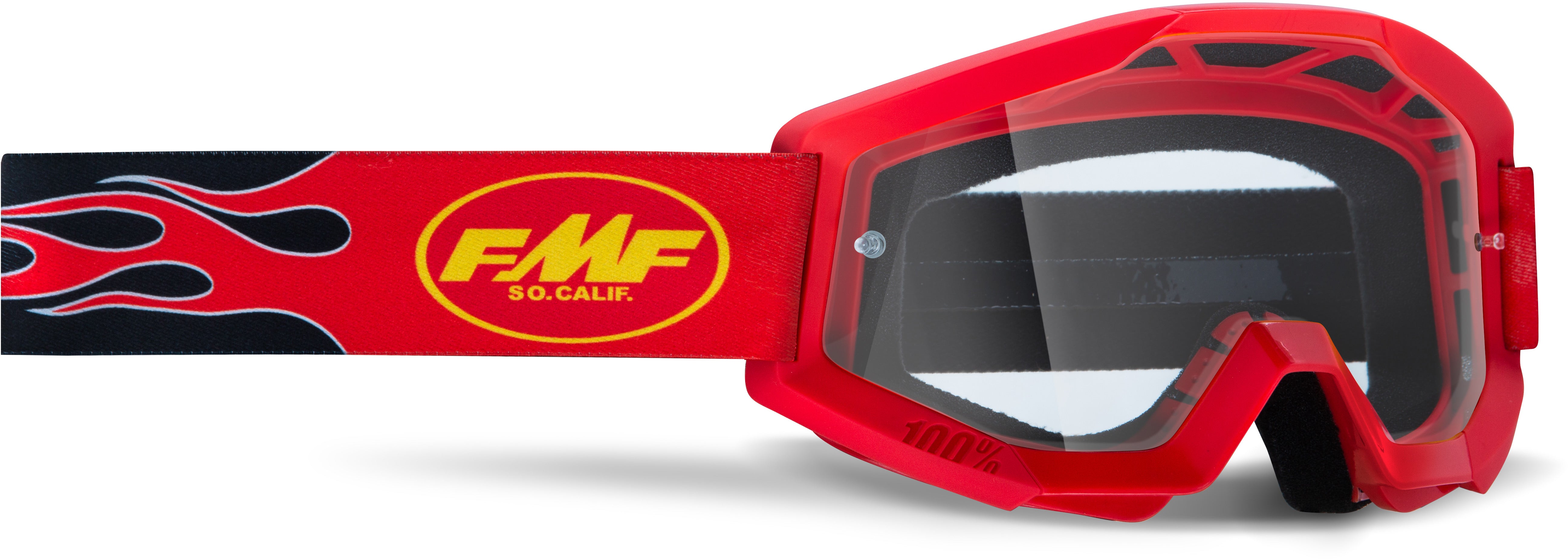 POWERCORE Goggle Flame Red with Clear Lens on White Background