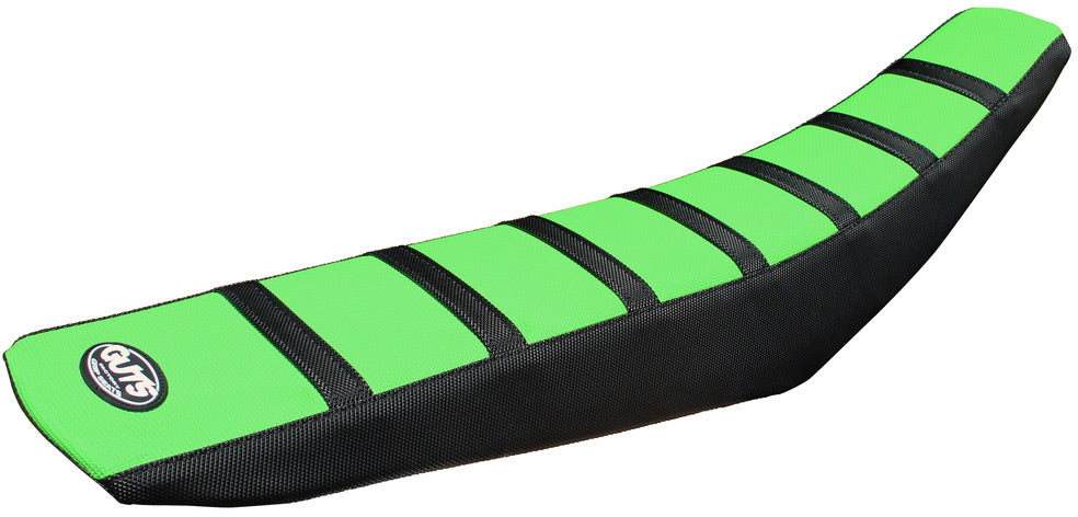 Ribbed Velcro cover in black with a green top designed for Kawasaki KX85 models from 2014 to 2024.