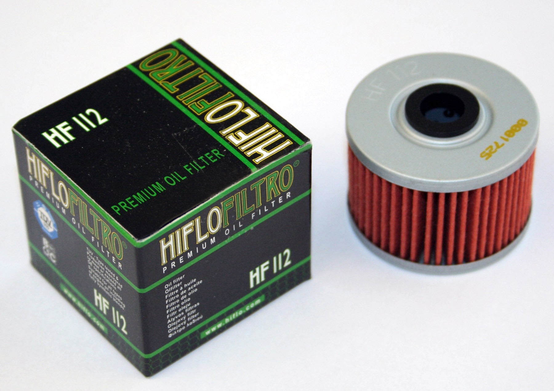 Oil filter designed for Honda CRF250 (04-23), CRF450 (02-23), TRX450R (04-14), and CRF150 (07-23) models.
