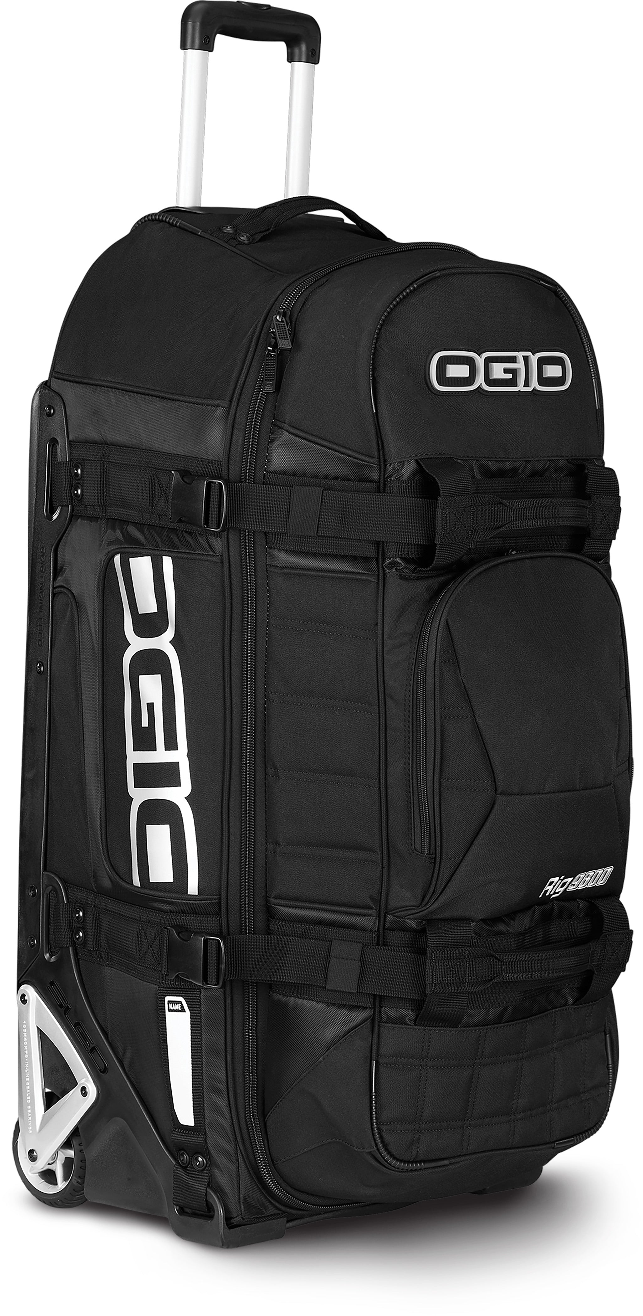 Rig 9800 wheeled gear bag in black color showing its durability and spacious compartments