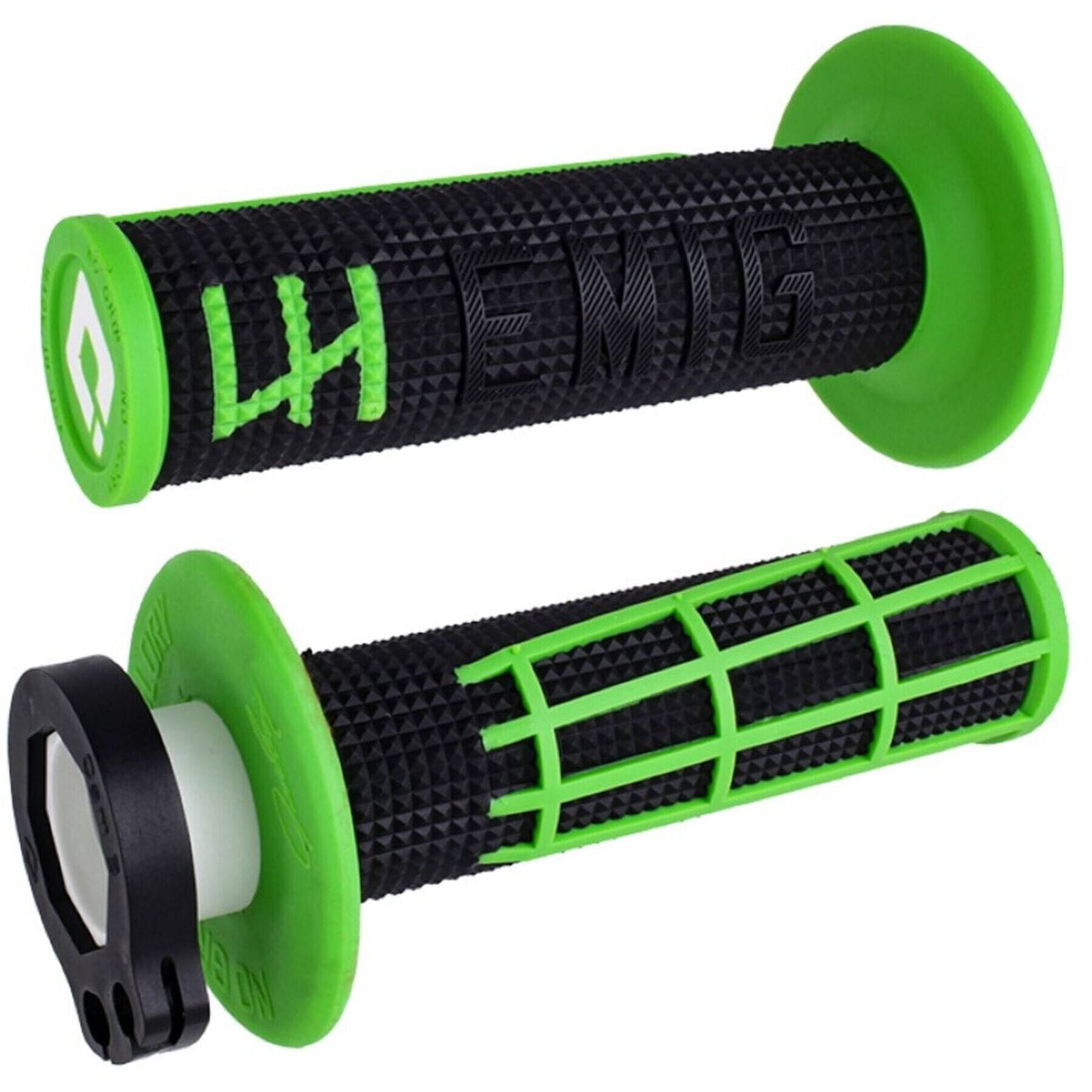 EMIG 2.0 Lock On Grip in Black and Green for Motorcycles
