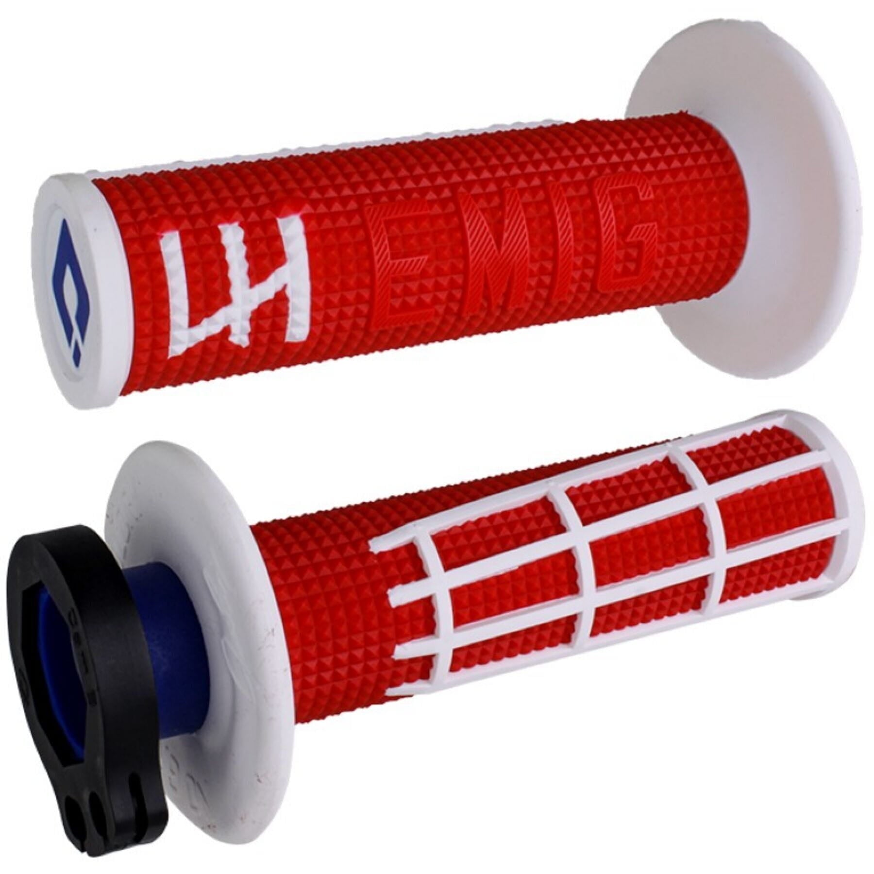 EMIG 2.0 Lock On Grip in Red and White for Motorcycles