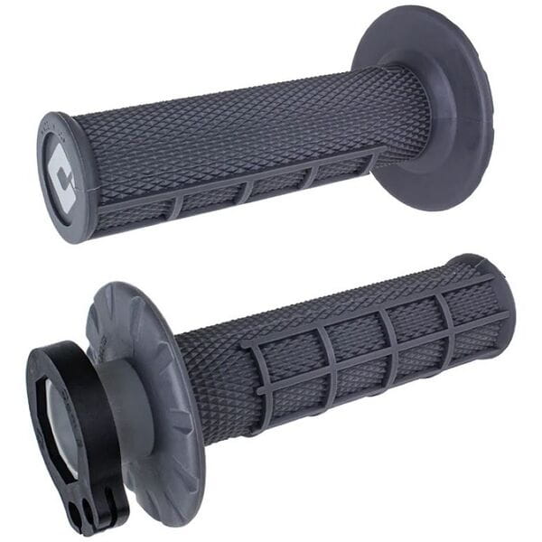 Half Waffle MX Lock-On Grip Set in Graphite color, showing texture and lock-on feature.