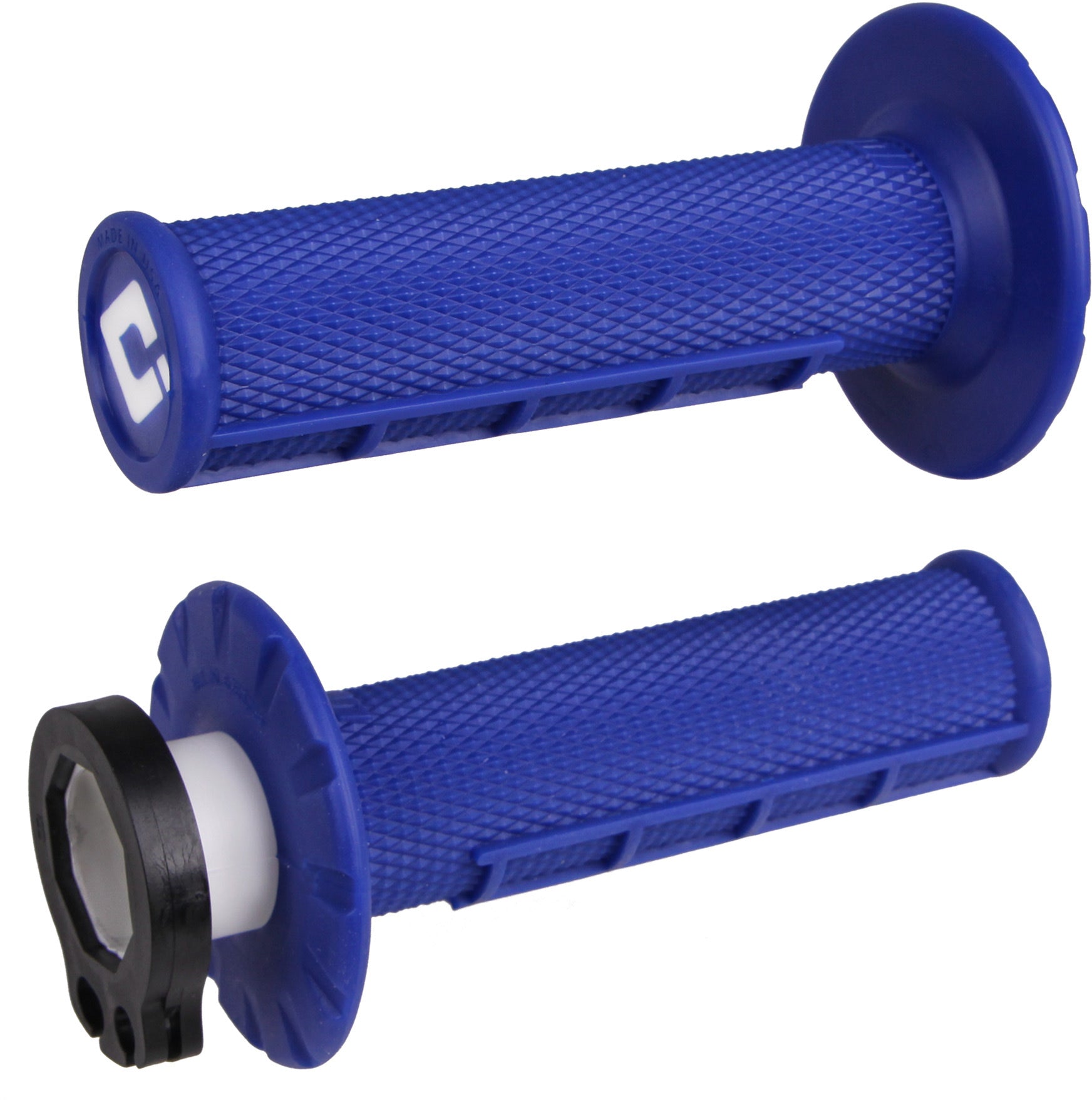 Blue Half Waffle MX Lock-On Grip Set for motorcycles