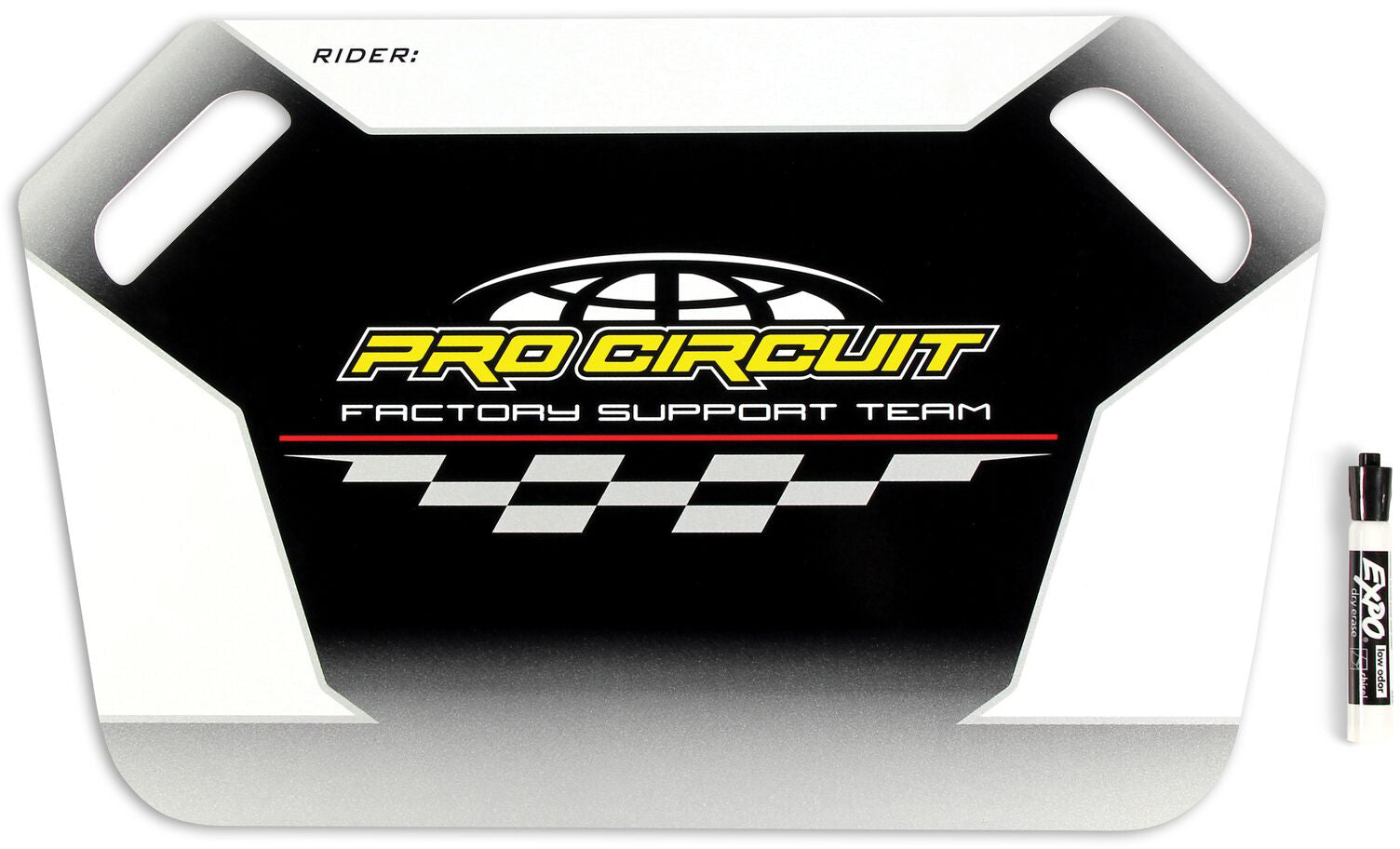 Pro Circuit Monster Pit Board with marker included, featuring prominent Monster Energy branding on a clear, easy-to-read display.