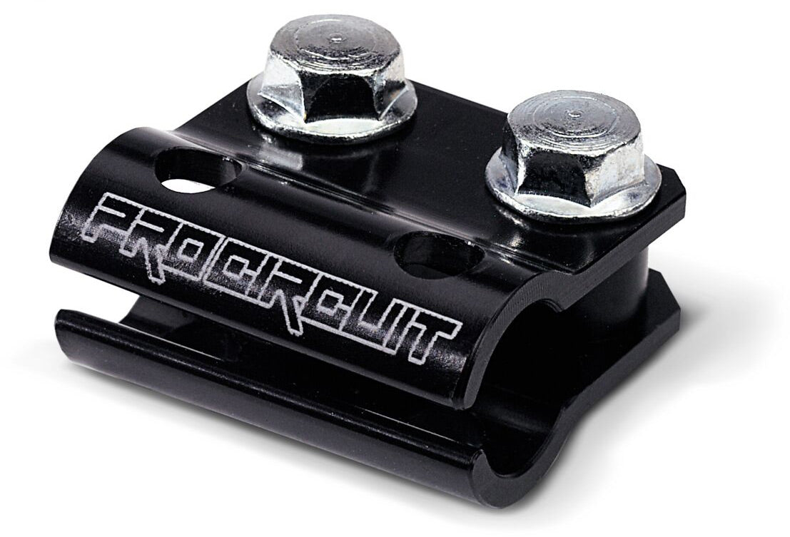 Brake Hose Clamp Kawasaki in black color, designed for secure hose management on motorcycles.