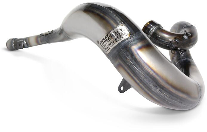 Works Finish pipe for Honda CR500R model years 1989 to 2001, showcasing a high-performance aftermarket exhaust system designed for improved airflow and durability.