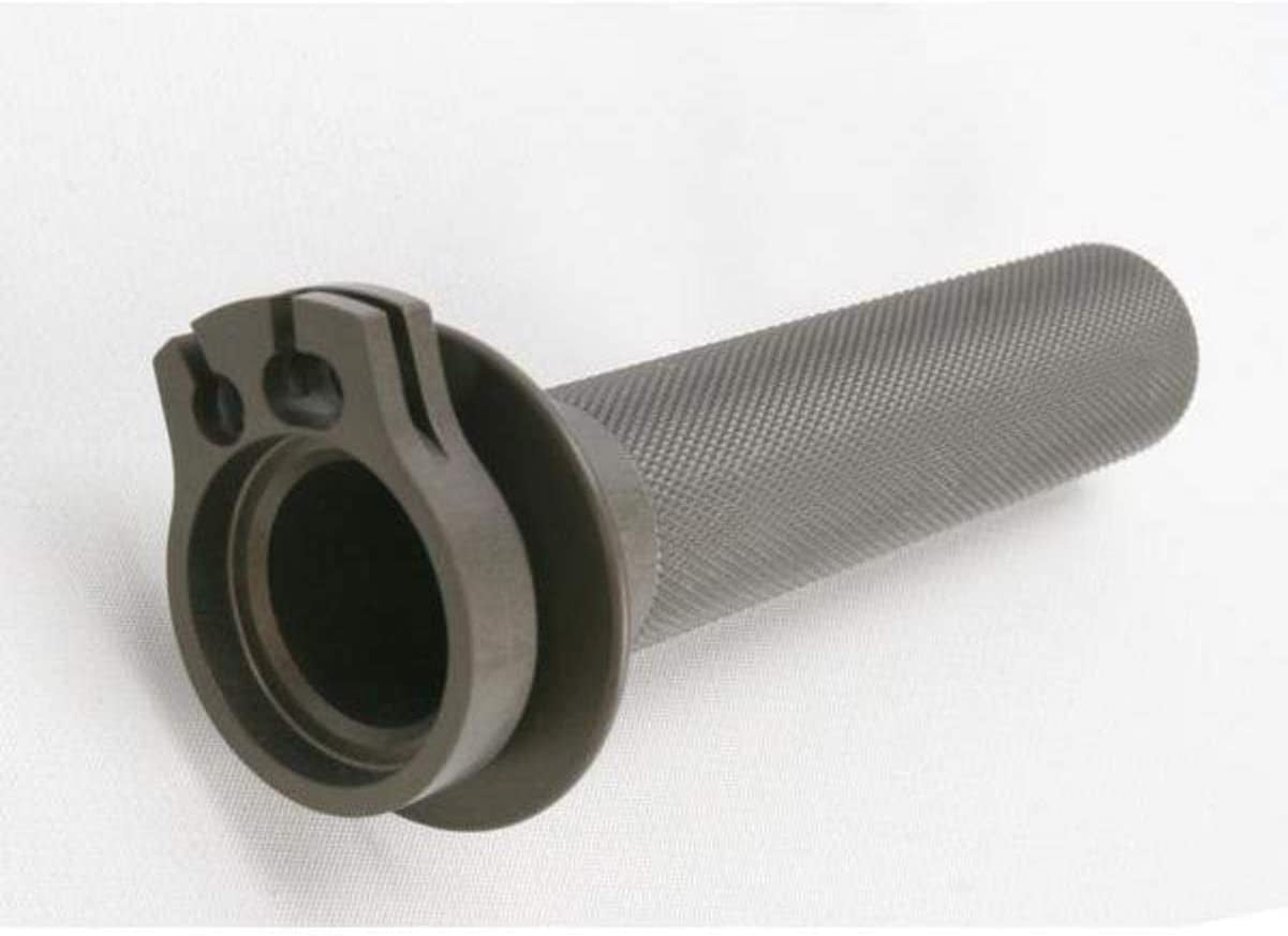 Billet throttle tube for Kawasaki KLX110 (2010-2023) and KLX140 (2008-2023) with a sleek design.